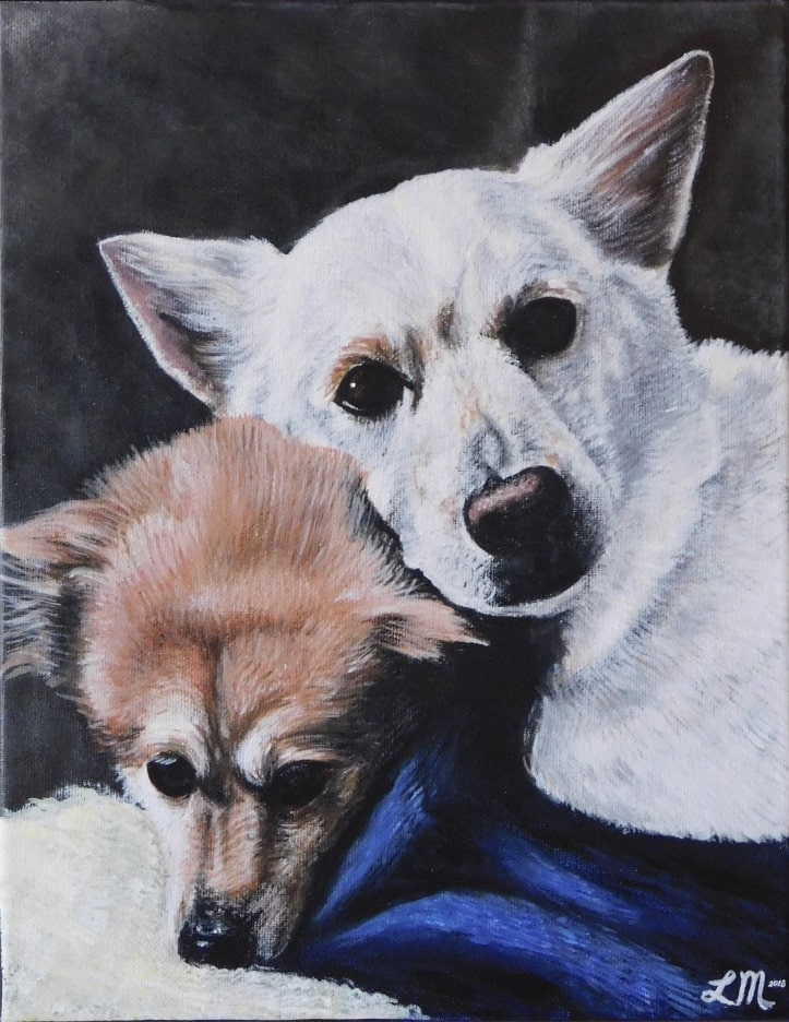 Acrylic painting of dogs