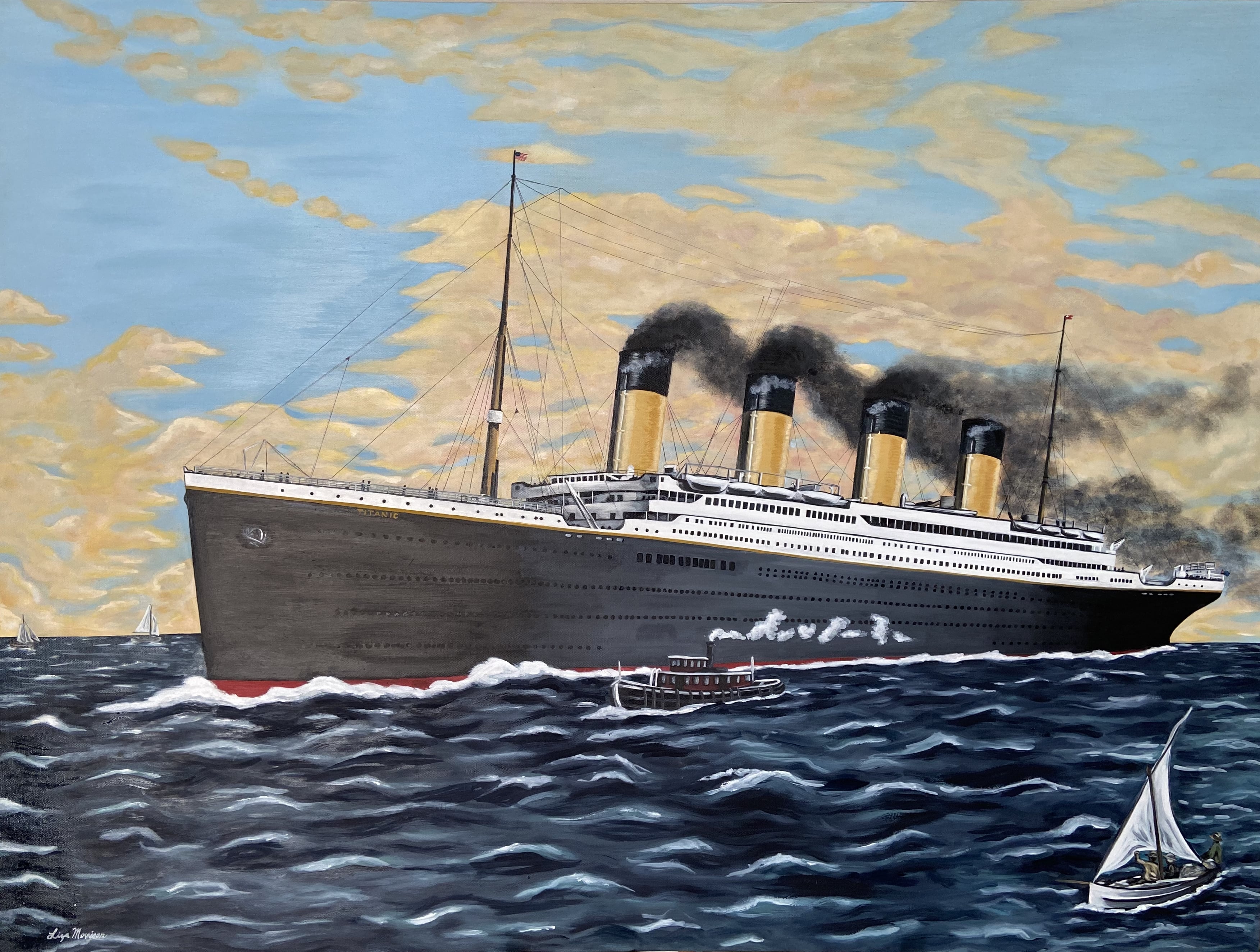 Oil painting of the Titanic