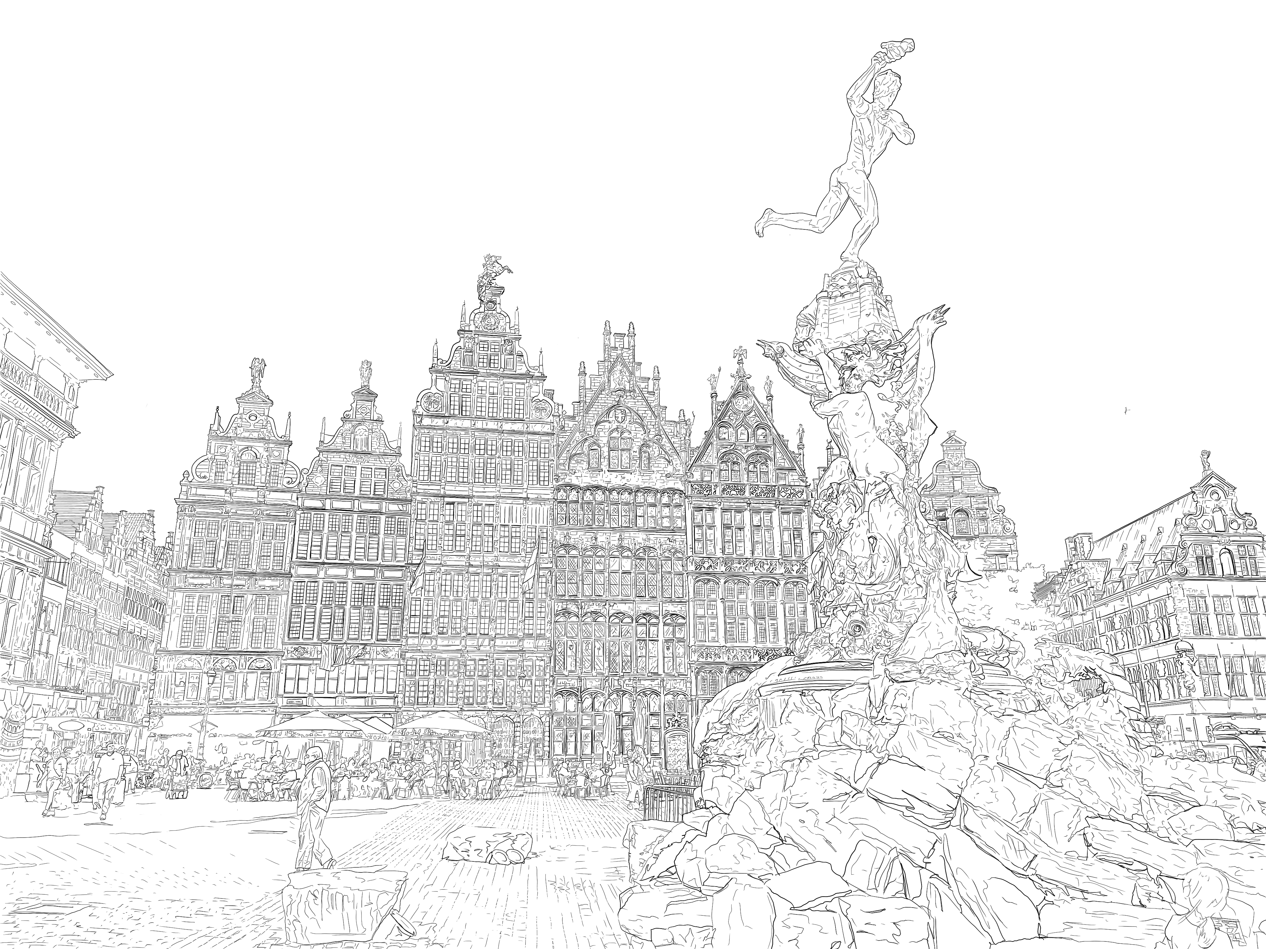 Digital drawing of Antwerp