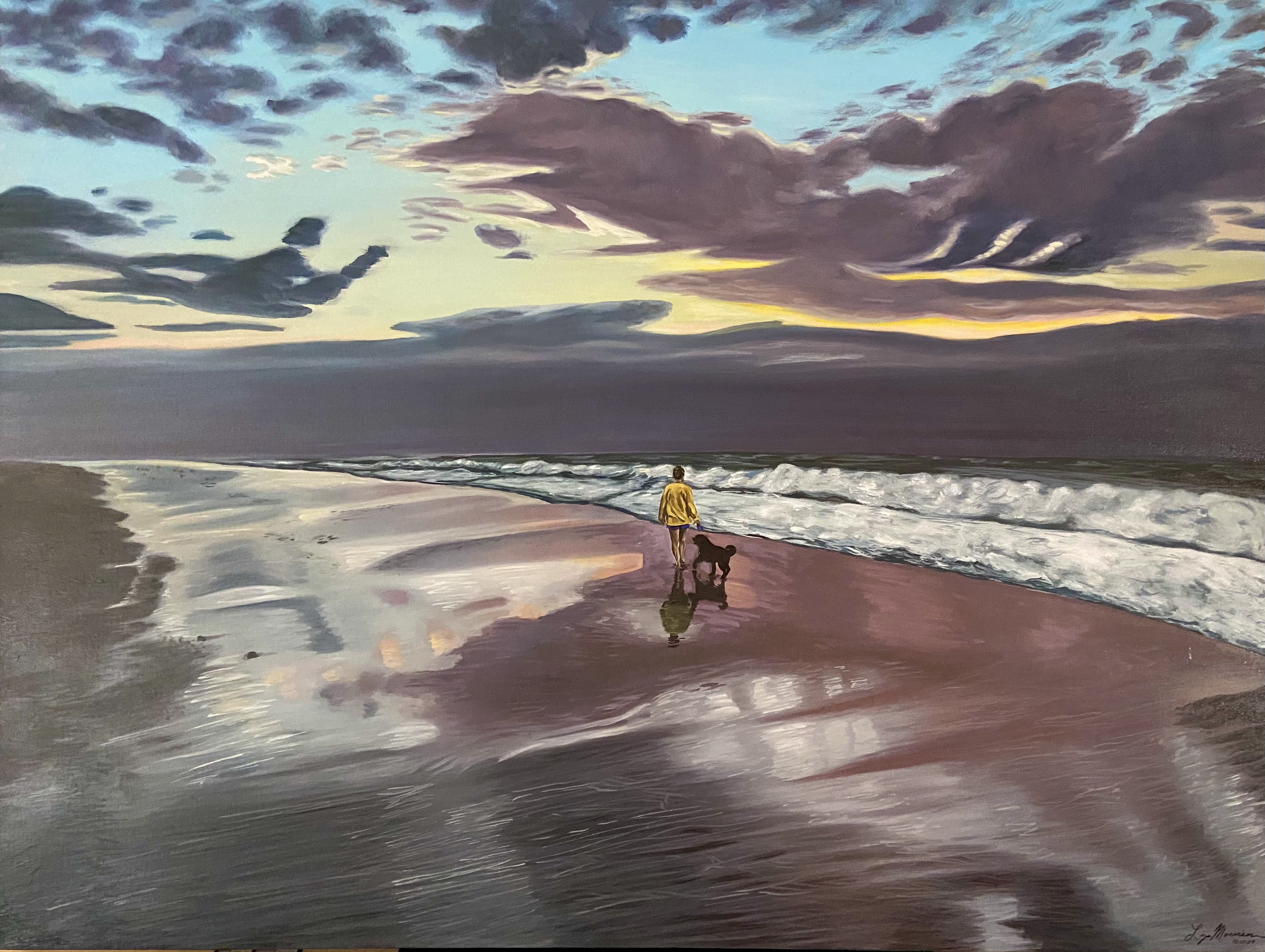 Oil painting of Harvey Cedars sunrise