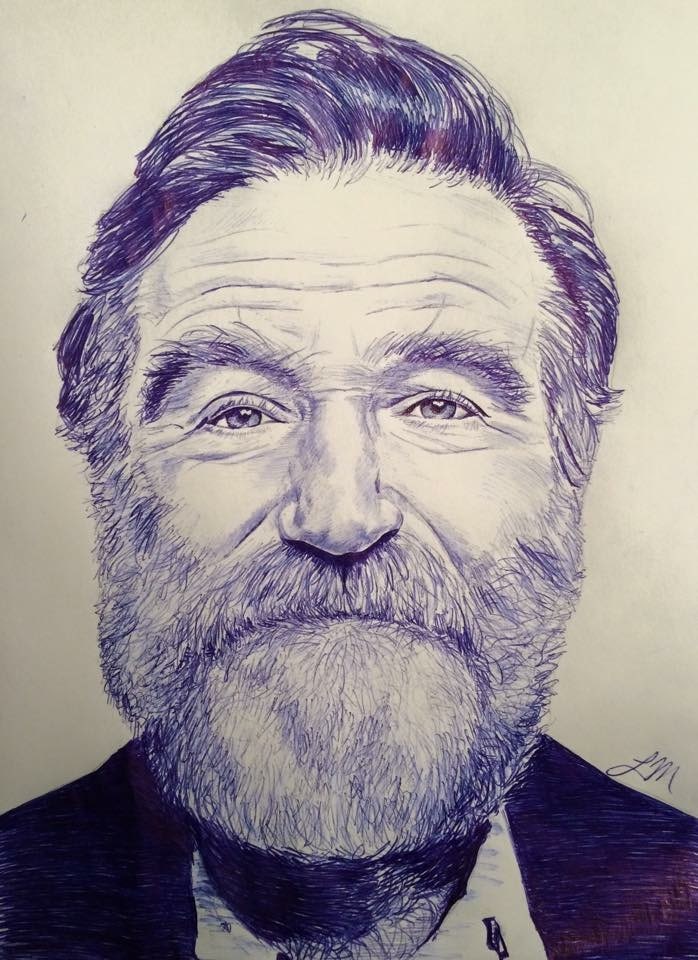Pen drawing of Robin Williams